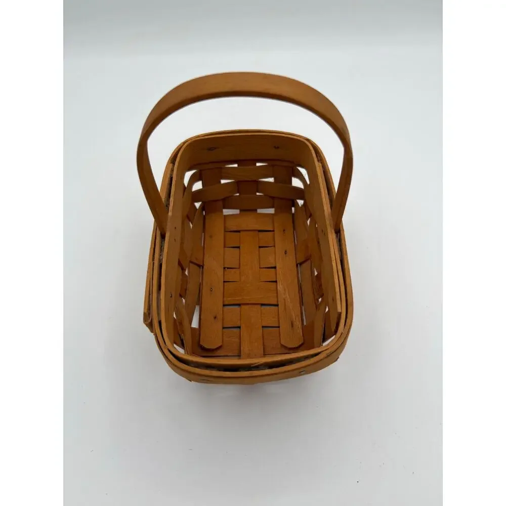 Longaberger 2000 Vintage Handwoven Mini Rectangular Basket w/ Handle